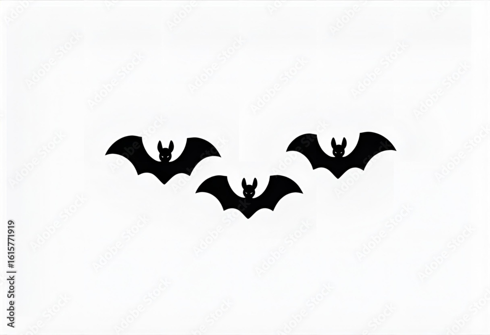 Naklejka premium Happy Halloween illustration featuring a black bat—spooky festive design perfect for party invites, seasonal decor, greeting cards, or digital Halloween art.