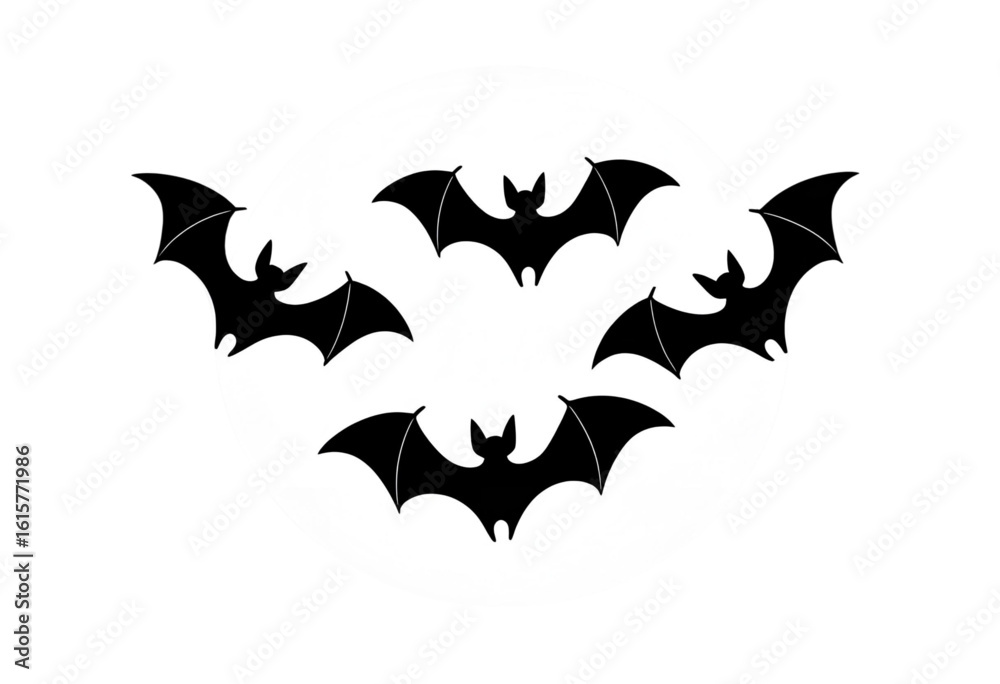 Fototapeta premium Happy Halloween illustration featuring a black bat—spooky festive design perfect for party invites, seasonal decor, greeting cards, or digital Halloween art.