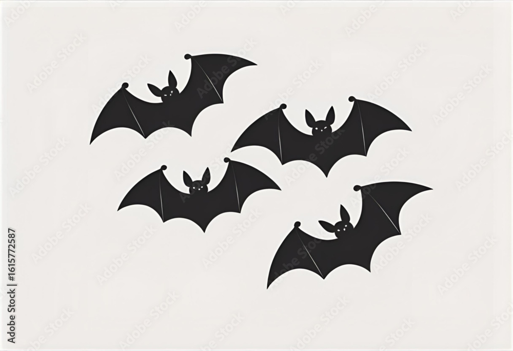 Naklejka premium Happy Halloween illustration featuring a black bat—spooky festive design perfect for party invites, seasonal decor, greeting cards, or digital Halloween art.