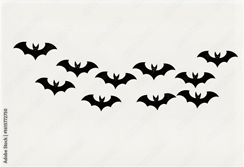 Naklejka premium Happy Halloween illustration featuring a black bat—spooky festive design perfect for party invites, seasonal decor, greeting cards, or digital Halloween art.
