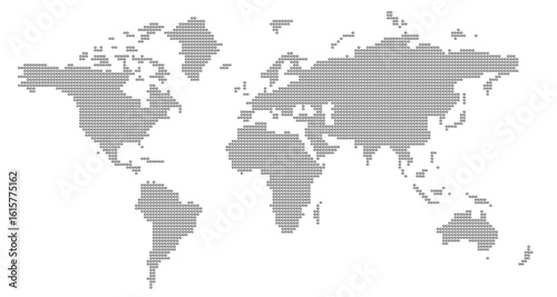Fototapeta Naklejka Na Ścianę i Meble -  World Map composed of dots isolated on transparent background. World map silhouette ideal for design backgrounds and info graphic elements.3D illustration