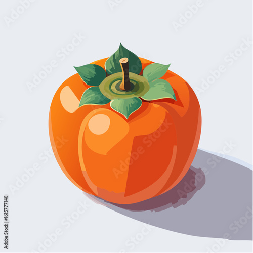 Illustration of a vibrant and fresh persimmon fruit creating a visually appealing artwork