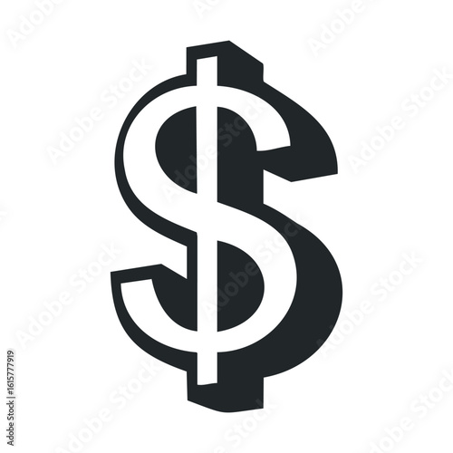 Black dollar sign icon on white background