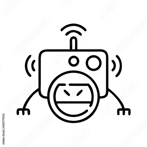 Robot vacuum cleaner in minimalist line art style, concept of Smart Home  