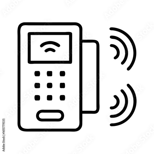 Smart intercom system in minimalist style with sound waves concept  