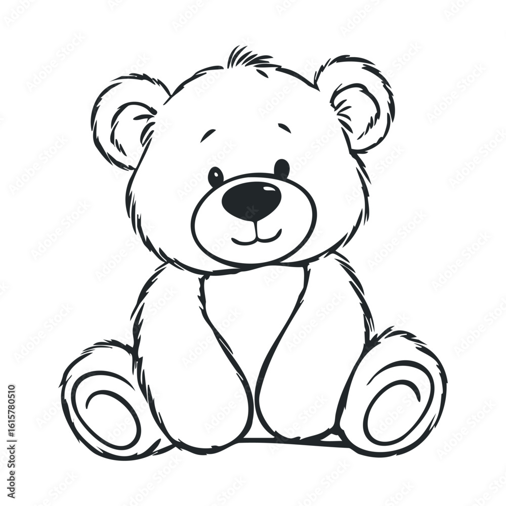 Fototapeta premium Cute black and white teddy bear illustration with smiling expression