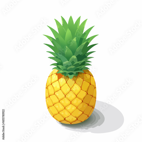 Isolated pineapple illustration, yellow fruit, tropical deliciousness and summer vibes in full display