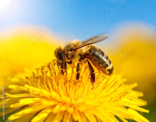 Wallpaper Mural Close-up of bee on dandelion Torontodigital.ca