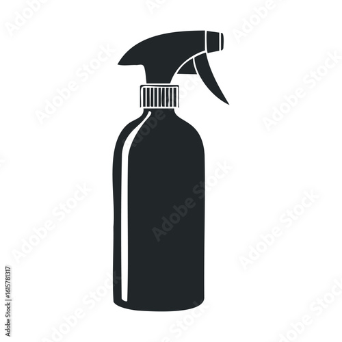 Black silhouette of spray bottle on white background