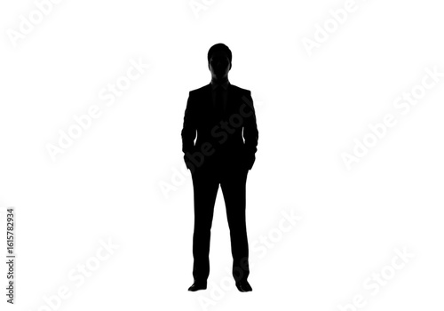 Silhouette Of A Man In Suit Isolated On Black Background Illustration