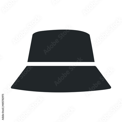 Minimalist black fedora hat icon on white background