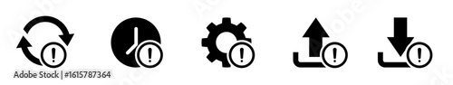 Foto Black and white glyph icon set showing system status symbols: update, refresh, p
