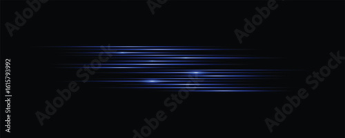 Colorful light trails, long time exposure motion blur effect. Red and blue glowing neon lights lines. Red blue special effect, speed police line. Magic of moving fast lines. Vector Illustration