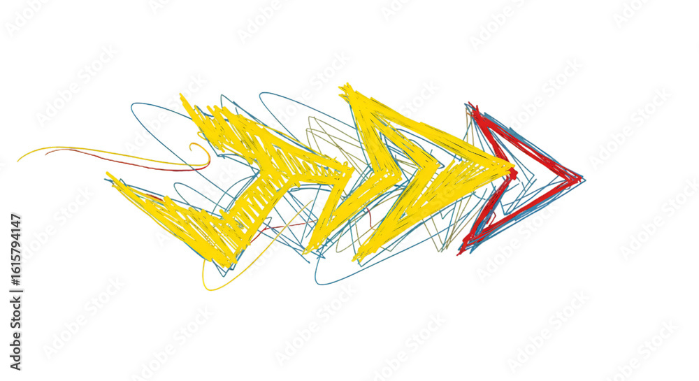 Fototapeta premium Yellow Arrow Illustration On Black Background Abstract Design Element