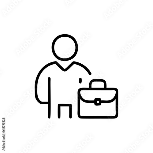 Outline icon a person with a briefcase on simple
