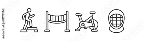 Fitness, exercise line icon set. gym, training, sports, health, workout outline collection
