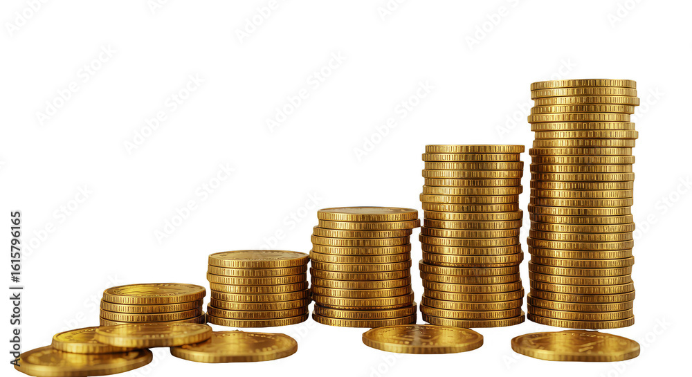Stacks of Gold Coins on Transparent Background Stacks of Gold Coins on Transparent Background
