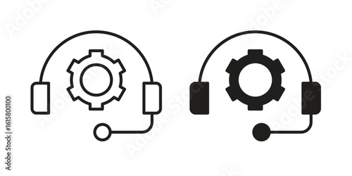 Technical support icon graphic doodle, sketch, outline drawing Vector illustration
