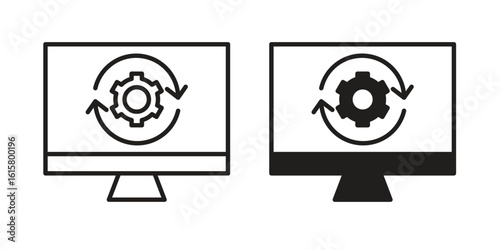 System update icon graphic doodle, sketch, outline drawing Vector illustration