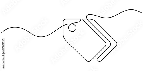 Black Friday sale concept in continuous line. Tag emblem with percent discount. Linear background of percent sign. Sale label, one line art , One continuous line drawing blank. Minimalist design.