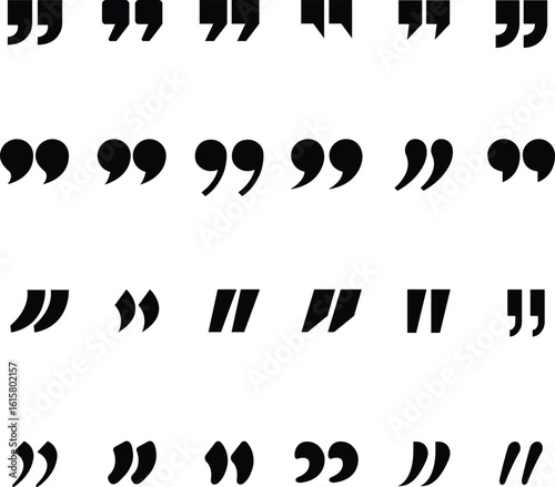 Quote Marks Big Set, Quote mark icon set for conversation or definition. Quote speech symbol , Quote mark, Black quotes icons set, Vector Illustration .