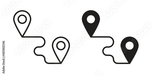 Route icon graphic doodle, sketch, outline drawing Vector illustration