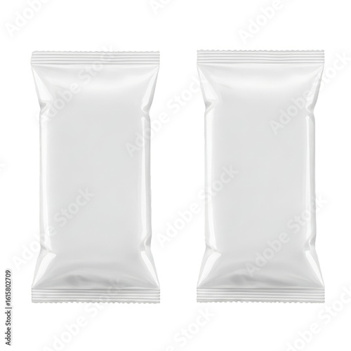 Two Blank White Sachet Packaging 3D Mockup