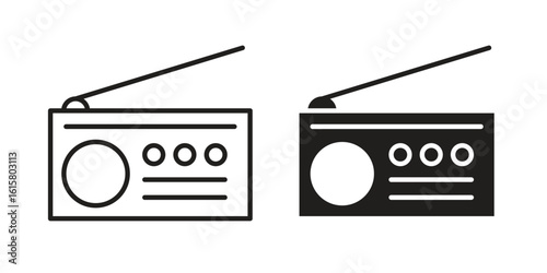 Radio icon graphic doodle, sketch, outline drawing Vector illustration