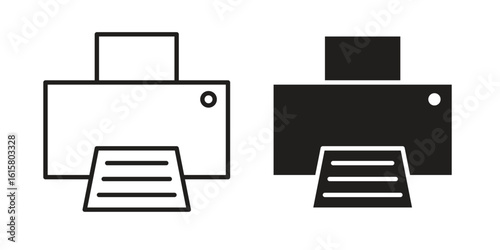 Print button icon graphic doodle, sketch, outline drawing Vector illustration