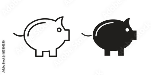Piggy bank icon graphic doodle, sketch, outline drawing Vector illustration