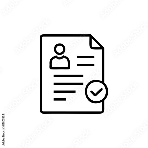 Outline icon resume with checkmark on document paper
