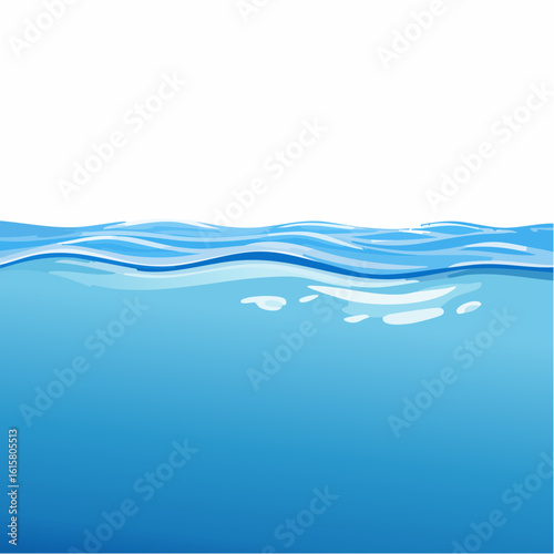 Captivating Clear Water Surface with Ripples and Reflections Against White Background