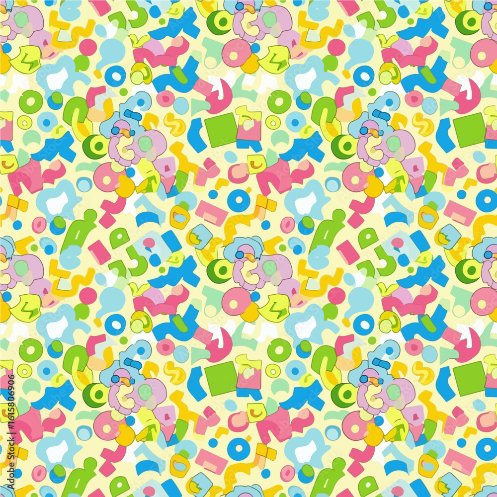 Obraz premium Vibrant abstract doodle pattern. Playful 90s chaotic graphic.
