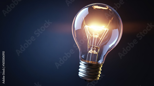 Abstract glowing light bulb symbolizing innovation against a dark atmospheric backdrop.
