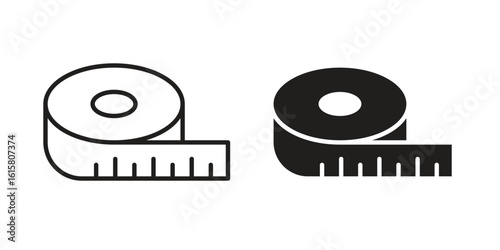 Meter tape icon graphic doodle, sketch, outline drawing Vector illustration