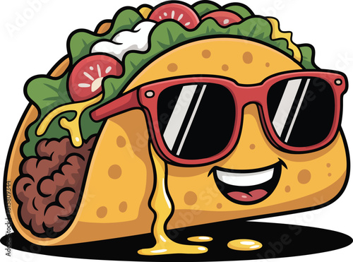 Cool taco with sunglasses funny vector