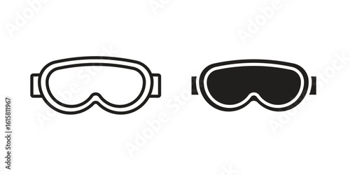 Goggles icon graphic doodle, sketch, outline drawing Vector illustration