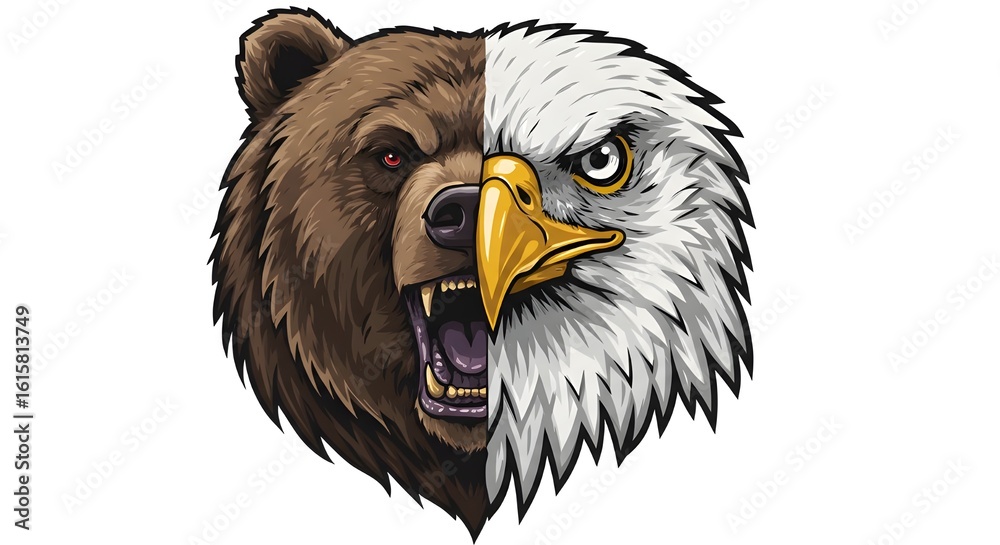 Fototapeta premium Split Face Animal Gaming Logo 