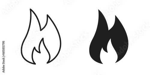 Fire icon graphic doodle, sketch, outline drawing Vector illustration