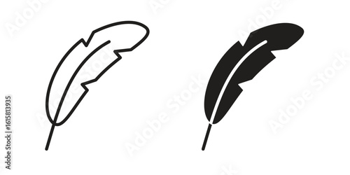 Feather icon graphic doodle, sketch, outline drawing Vector illustration