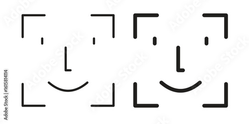 Face id icon graphic doodle, sketch, outline drawing Vector illustration