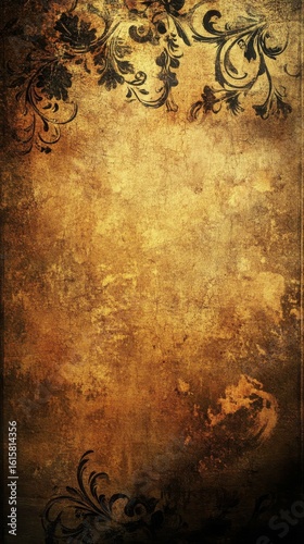 Vintage Paper Texture with Floral Accent and Dark Edges