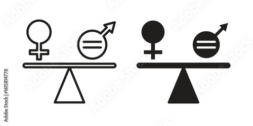 Equality icon graphic doodle, sketch, outline drawing Vector illustration
