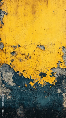 Peeling Paint Texture Yellow and Blue Wall Backdrop