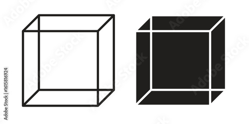 Cube icon graphic doodle, sketch, outline drawing Vector illustration