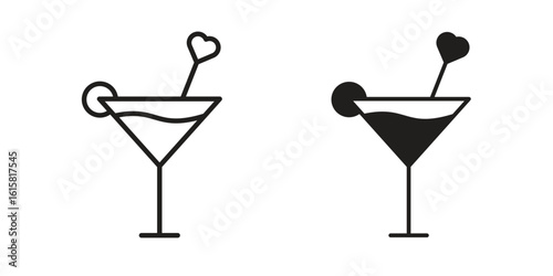 Cocktail icon graphic doodle, sketch, outline drawing Vector illustration