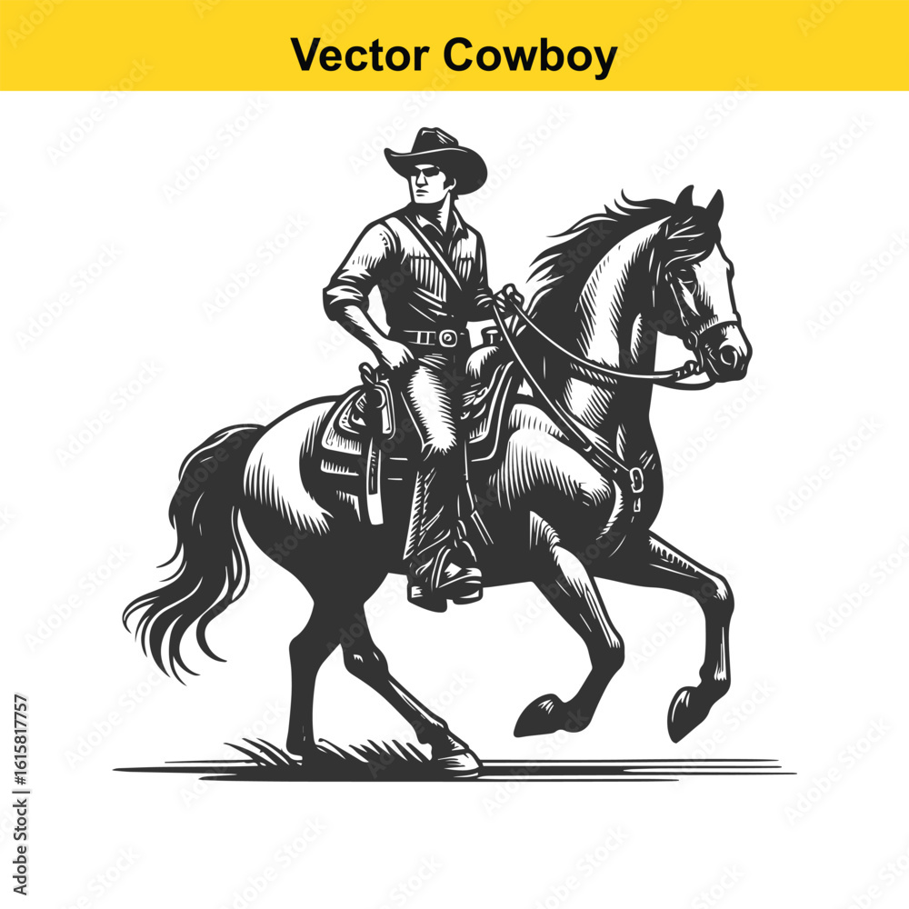 Obraz premium Western Cowboy Command: Reining Horse with Fierce Focus