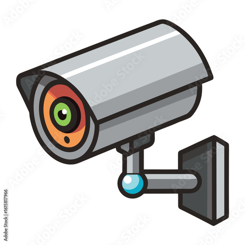 Modern security camera icon with a sleek minimalist design isolated on white background