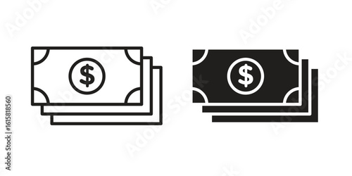Cash icon graphic doodle, sketch, outline drawing Vector illustration
