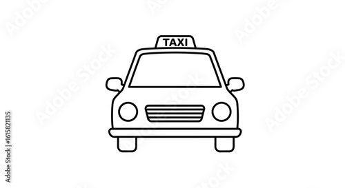 Minimalist taxi front view outline for transport and travel design